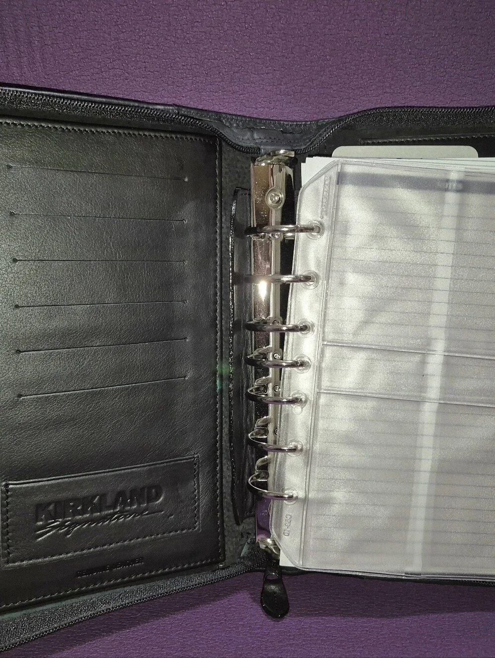 Kirkland Signature 7 Ring Binder Classic Planner Black Premium Leather Zip Case